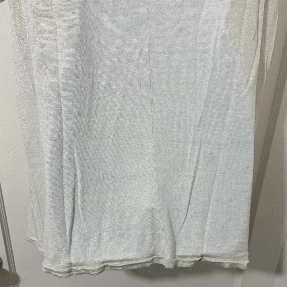 Eileen Fisher Tri-Blend Cream-Gray V-Neck Short Sleeve Top - Picture 10 of 15